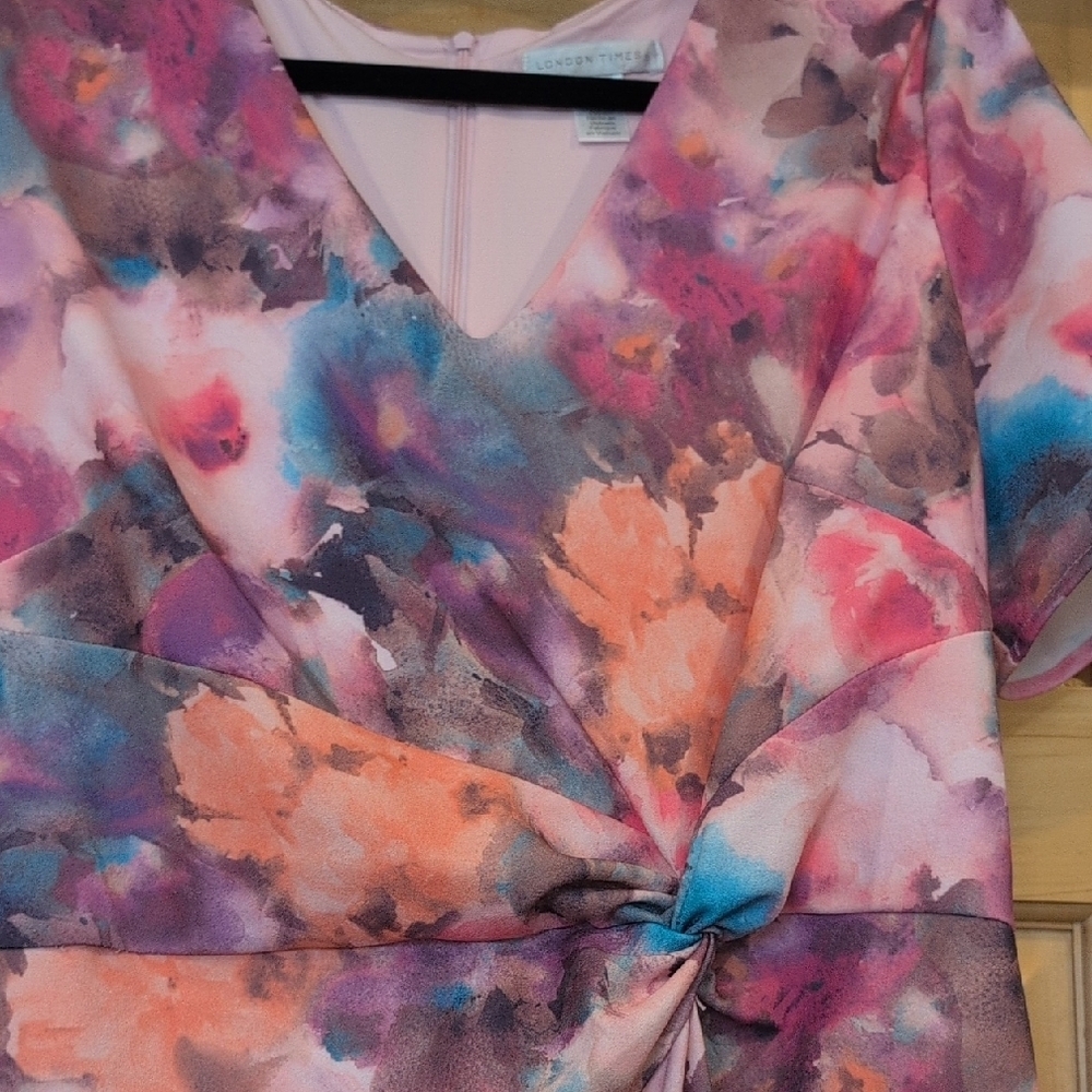 London Times Floral Midi Dress - Pink and Orange - Picture 5 of 10